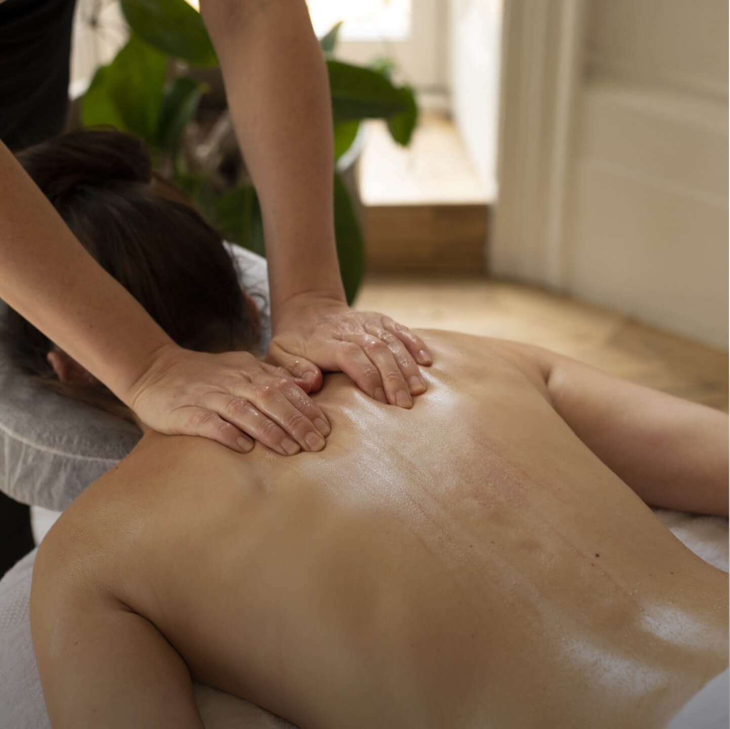 Woman getting a massage at home 