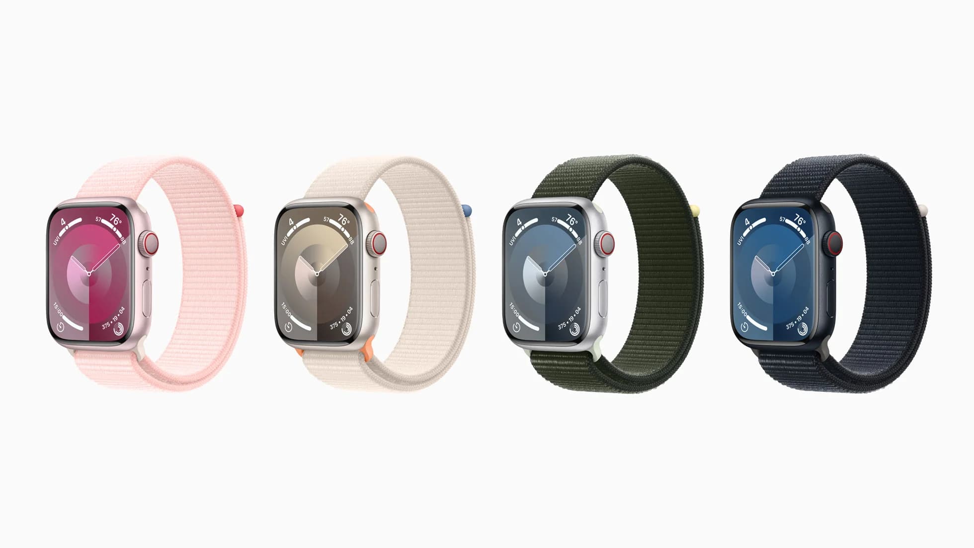 Apple watches in different colour combinations