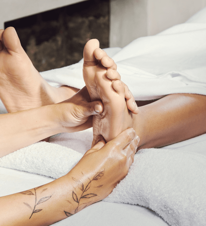 Foot massage as part of reflexology at home